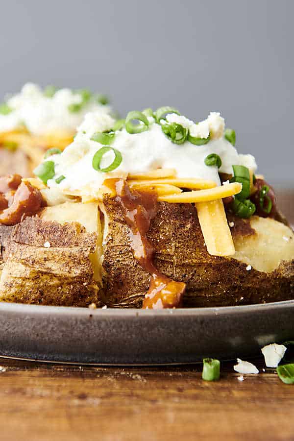 air fryer baked potato on a plate