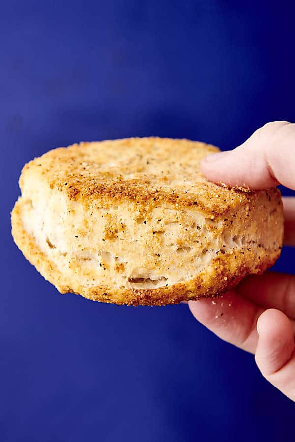 holding an air fryer biscuit