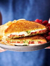 Caprese Grilled Cheese Sandwich on plate