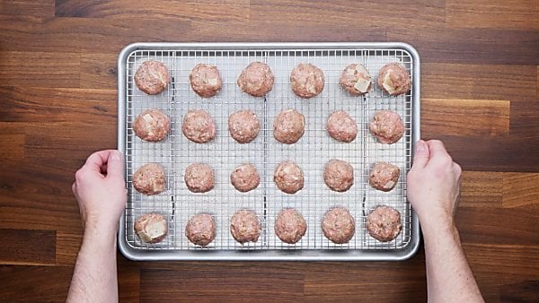 turkey meatballs on baking sheet