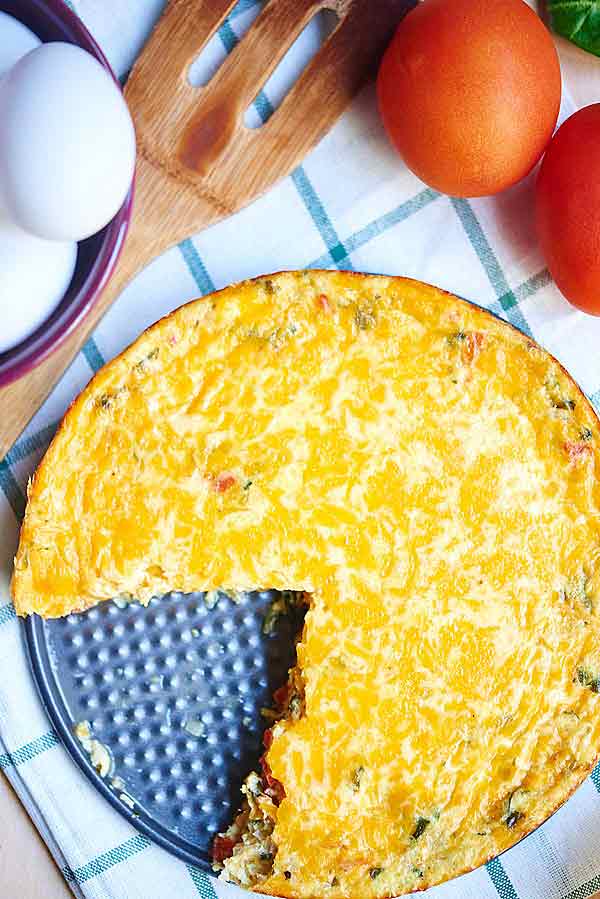 Quiche with slice out above