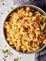 Bowl of fried rice above