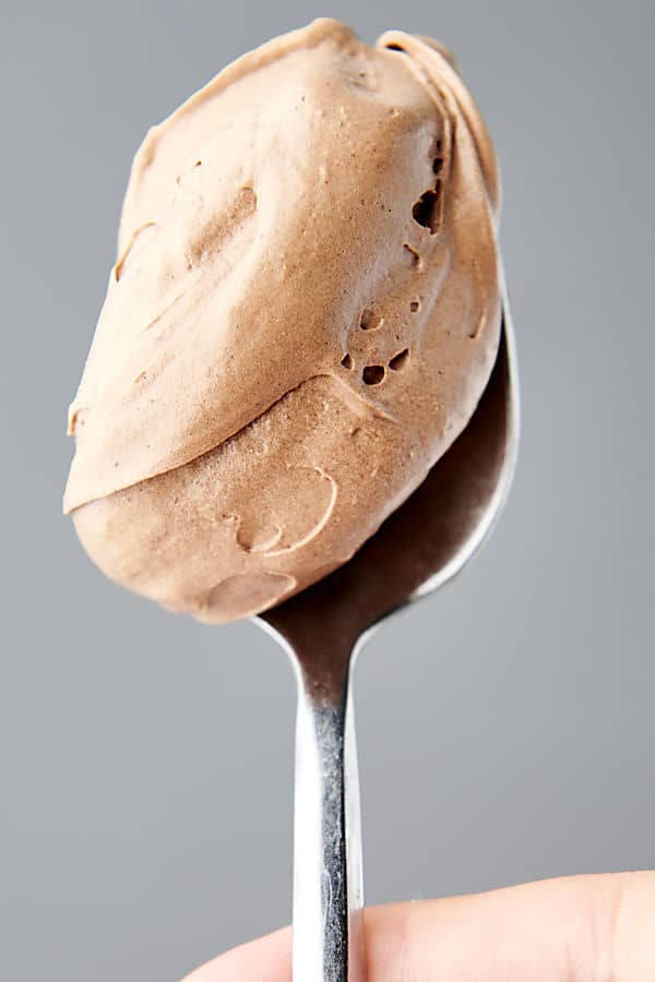 spoon of semi-homemade chocolate frosting