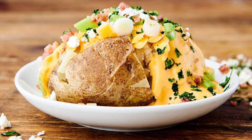 instant pot baked potato on plate