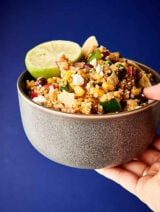 Easy Mexican Quinoa Salad blue background