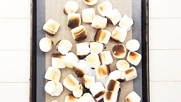 roasted marshmallows on baking sheet