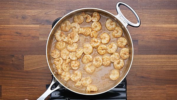 cooked shrimp in saute pan
