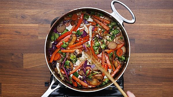 veggies cooked in saute pan